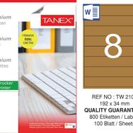 Tanex TW-2108 192x34 mm 100'lü Kraft Etiket