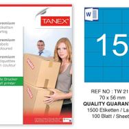 Tanex TW-2115 70x56 mm 100'lü Mavi Pastel Laser Etiket