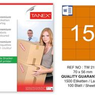 Tanex TW-2115 70x56 mm 100'lü Turuncu Pastel Laser Etiket