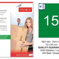 Tanex TW-2115 70x56 mm 100'lü Yeşil Pastel Laser Etiket