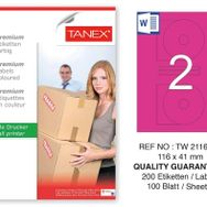 Tanex TW-2116 116x41 mm 100'lü Pembe Pastel Laser Etiket