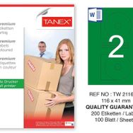 Tanex TW-2116 116x41 mm 100'lü Yeşil Pastel Laser Etiket
