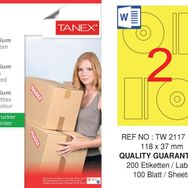 Tanex TW-2117 118x37 mm 100'lü Sarı Pastel Laser Etiket