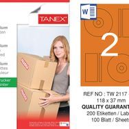 Tanex TW-2117 118x37 mm 100'lü Turuncu Pastel Laser Etiket