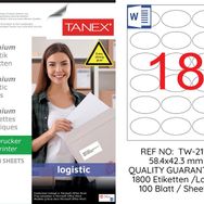Tanex TW-2118 54.4x42.3 mm Sevkiyat ve Lojistik Etiketi