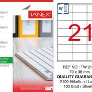Tanex TW-2121 70x38 mm 100'lü Sökülebilir Etiket