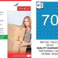 Tanex TW-2125 25 mm 100'lü Mavi Pastel Laser Etiket