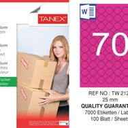 Tanex TW-2125 25 mm 100'lü Pembe Pastel Laser Etiket