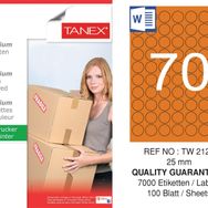 Tanex TW-2125 25 mm 100'lü Turuncu Pastel Laser Etiket