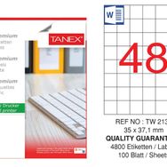 Tanex TW-2137 35x37.125 mm 100'lü Sökülebilir Etiket