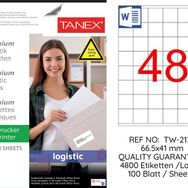 Tanex TW-2137 35x37.125 mm Sevkiyat ve Lojistik Etiketi