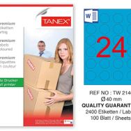 Tanex TW-2140 40 mm 100'lü Mavi Pastel Laser Etiket
