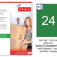 Tanex TW-2140 40 mm 100'lü Yeşil Pastel Laser Etiket
