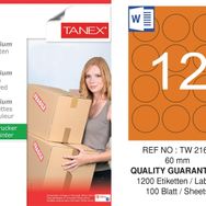 Tanex TW-2160 60 mm 100'lü Turuncu Pastel Laser Etiket