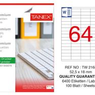 Tanex TW-2164 52.5x18 mm 100'lü Sökülebilir Etiket