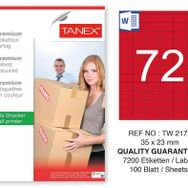 Tanex TW-2172 35x23 mm 100'lü Kırmızı Pastel Laser Etiket