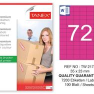 Tanex TW-2172 35x23 mm 100'lü Pembe Pastel Laser Etiket