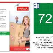 Tanex TW-2172 35x23 mm 100'lü Yeşil Pastel Laser Etiket