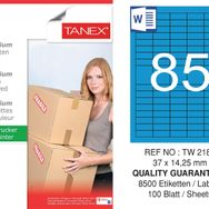 Tanex TW-2180 37x14.25 mm 100'lü Mavi Pastel Laser Etiket