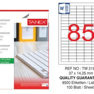 Tanex TW-2180 37x14.25 mm 100'lü Sökülebilir Etiket