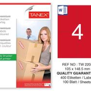 Tanex TW-2204 105x148.5 mm 100'lü Kırmızı Pastel Laser Etiket