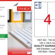 Tanex TW-2204 105x148.5 mm 100'lü Sökülebilir Etiket