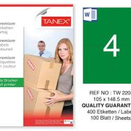 Tanex TW-2204 105x148.5 mm 100'lü Yeşil Pastel Laser Etiket