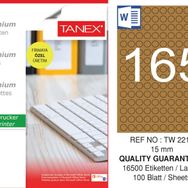 Tanex TW-2215 15 mm 100'lü Kraft Etiket