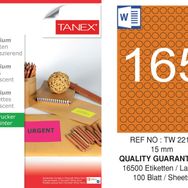 Tanex TW-2215 15 mm Flo Turuncu Laser Etiket