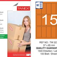 Tanex TW-2238 37x85 mm 100'lü Turuncu Pastel Laser Etiket