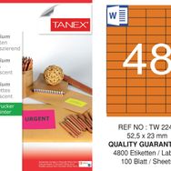 Tanex TW-2248 52.5x23 mm Flo Turuncu Laser Etiket