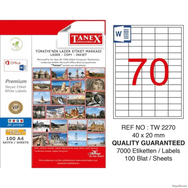 Tanex TW-2270 40 x 20 mm 7000 Adet Lazer Etiket