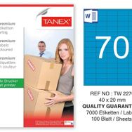 Tanex TW-2270 40x20 mm 100'lü Mavi Pastel Laser Etiket
