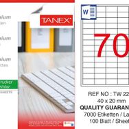 Tanex TW-2270 40x20 mm 100'lü Sökülebilir Etiket