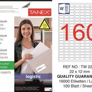 Tanex TW-2280 22x12 mm Sevkiyat ve Lojistik Etiketi