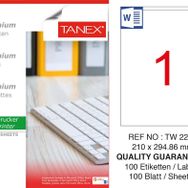 Tanex TW-2294 210x294.86 mm 100'lü Sökülebilir Etiket