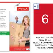 Tanex TW-2303 105x99 mm 100'lü Kırmızı Pastel Laser Etiket