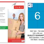 Tanex TW-2303 105x99 mm 100'lü Mavi Pastel Laser Etiket