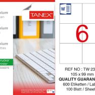 Tanex TW-2303 105x99 mm 100'lü Sökülebilir Etiket