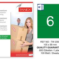 Tanex TW-2303 105x99 mm 100'lü Yeşil Pastel Laser Etiket