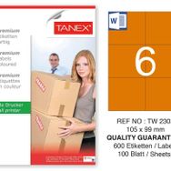 Tanex TW-2303 105x99 mm Turuncu Pastel 100'lü Laser Etiket