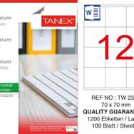 Tanex TW-2312 70x70 mm 100'lü Sökülebilir Etiket