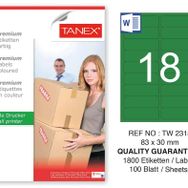 Tanex TW-2318 83x30 mm 100'lü Yeşil Pastel Laser Etiket