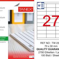 Tanex TW-2327 70x30 mm 100'lü Sökülebilir Etiket