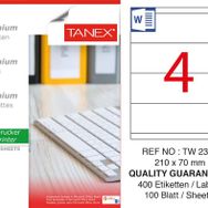 Tanex TW-2370 210x70 mm 100'lü Sökülebilir Etiket