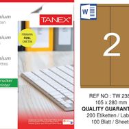 Tanex TW-2380 105x280 mm 100'lü Kraft Etiket