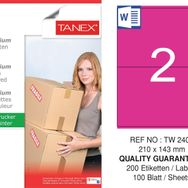 Tanex TW-2402 210x143 mm 100'lü Pembe Pastel Laser Etiket