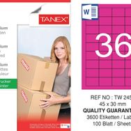 Tanex TW-2453 45x30 mm 100'lü Pembe Pastel Laser Etiket