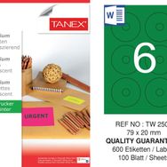 Tanex TW-2506 79x20 mm 100'lü Yeşil Floresan Laser Etiket