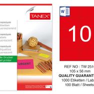 Tanex TW-2510 105x56 mm 100'lü Kırmızı Floresan Laser Etiket